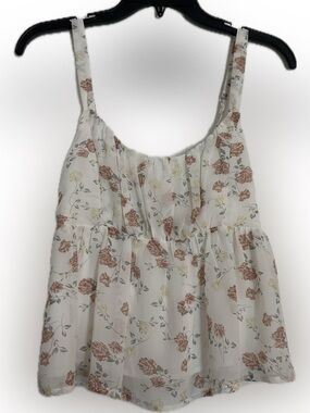 Altar'd State Floral Tank Top - White with Dusty Rose